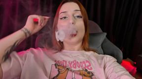 Redhead with red lipstick vaping (SFW) – Smoke & Lips