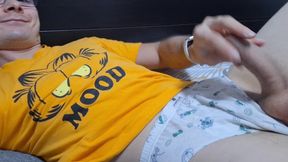 Horny College Boy Jerking off in Bed While Waiting for Stepdaddy