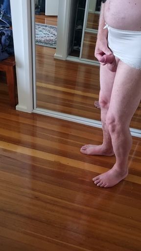 White panties for flaccid little cock