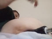 Paraplegic takes dildo machine