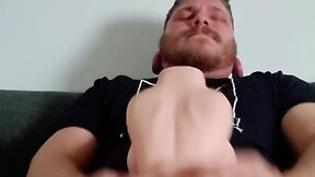 German man enjoys masturbation with rubber toy