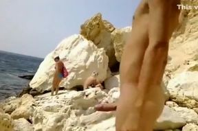 Jerking On Public Beach