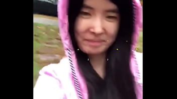 Asian Teen publicly reveals herself in the rain!