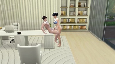 Secretária Mia tem caso com chefe na empresa. The Sims 4