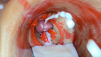 Camera Inside Deep Pussy toy Captures dose Ejaculation of Sperm