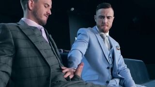 Bearded businessmen Franky Fox and Jp Dubois hard bareback