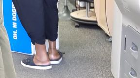 Ebony BBW Feet in Sandals Candid April 2021