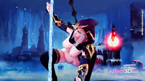 Lewd 3d babes showing their pole dance skill in a naughty animation