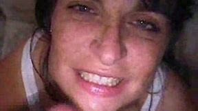Zesty and sassy brunette wife is so happy to get a facial