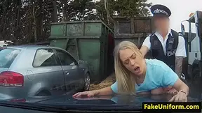 Facialized prisoner fucks cop on car