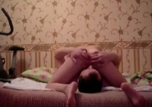 Amateur young Russian couple having steamy sex on webcam