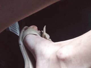 Eager Barefoot Pedal Pumping on High Way