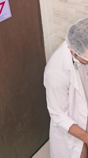 Doctor and Nurse Can't Resist and Have Sex in the Hospital Bathroom During Their Shift