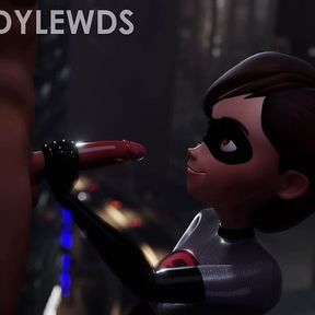 Helen Parr Rooftop Handjob (Grey Suit)