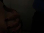 Random Slutty Latina gives sloppy blowjob in Storage Unit