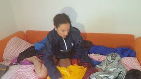 Nadin sorts her many nylon jackets and puts them on - Part 1 - 98