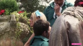 3some outdoor parody with horny MILF