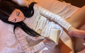 All Natural Big Tits Skinny Long Legs Brunette Makes a Big Cock Guy Moans with Long Tease