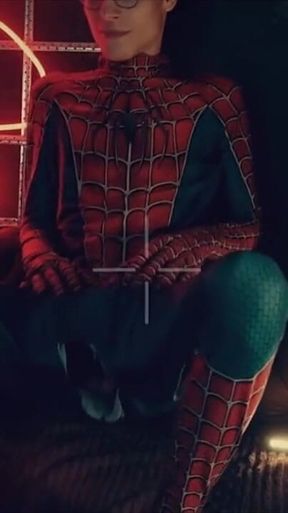 Spider Man Costume. Bottom Boy a Pose. Ass Hole