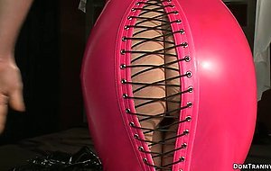 Bound cop banged by TS in threesome