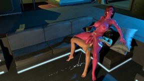 pink cyberpunk dickgirl fucks shemale futa cock reverse cowgirl