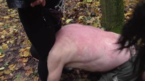cruel german brat proll doms spank old slave public