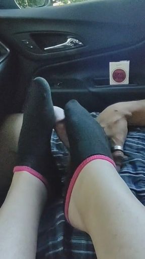 Black Ankle Sock Footjob Sockjob - Cum on Socks
