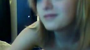 Sweet light haired girl plays with her nice tight titties on webcam