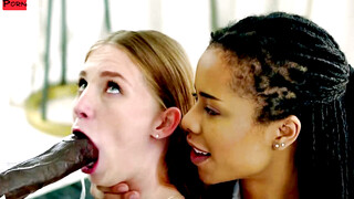 "Threesome Frenzy #3: Double-Blowjob & Facial Fun with Hot Babes"