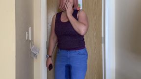 Jeans Delivery Disaster - Wetting While Waiting