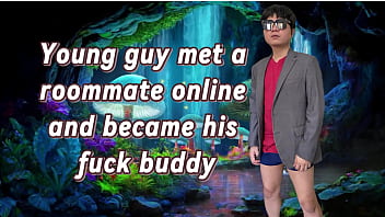 A young handsome guy met a roommate online and became his fuck buddy