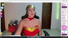 Super Horny Wonder Woman Cosplay Craves Intense Cam Sex Session