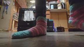 Chrissy candid fuzzy socks front view