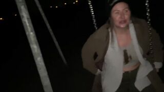 Talked inside flashing vagina as and breasts on the park