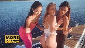 Lia And May Fuck You In A Dirty Fourway Boat Fuck At Sea