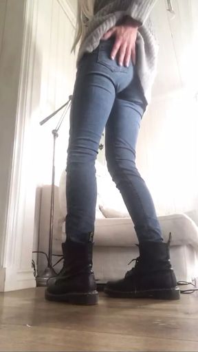 In my friends tight jeans and her small tight doc martens boots