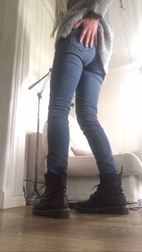 In my friends tight jeans and her small tight doc martens boots