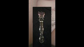 MissClare BBW All Natural Spread Legs Pussy Close Up with Glass Dildo and Clit Stimulator
