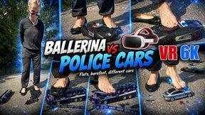 VR 6K 180 60 fps | Larissa’s Sweaty Feet and Worn Ballerina Flats Crush a Police Car, Police Bus, and Metal Police Vehicle! copy