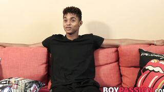 Interviewed black twink Deven Lions shoots massive load