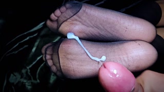 Cum in Nylon stockings,  Nylon Fetish, Cum in Soles