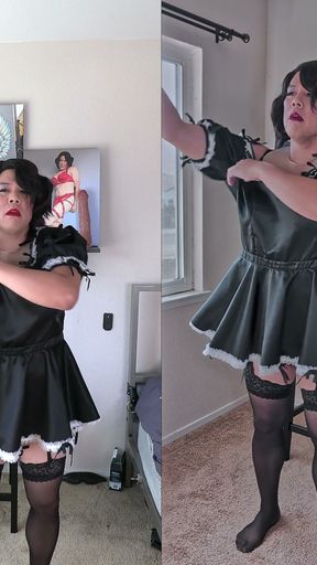 Getting Dressed and Plugged with Sissy Maid Candy