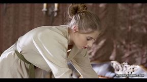 Maid plays with her pussy in her Lady'_s room