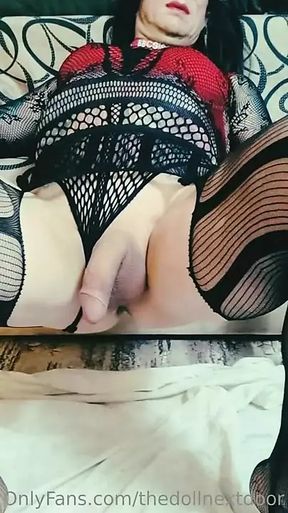 Sissy Riding a Dildo Anal Trainig Self fuck Crossdresser Amateur