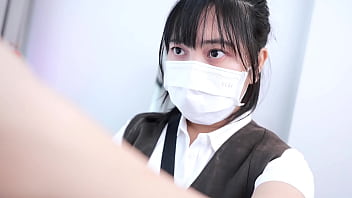 Japanese beauty licks pussy and rides cock in the barber shop