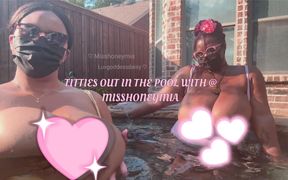 Titties out in the pool with @ Misshoneymia
