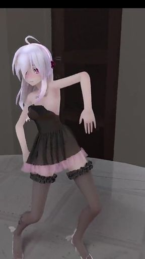 [mmd] 弱音chocolate Cream Black Stockings; Dress; Butt Plug; Anal Beads; Erotic Tattoos
