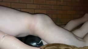 Fucking male inflatable doll in latex on waterbed
