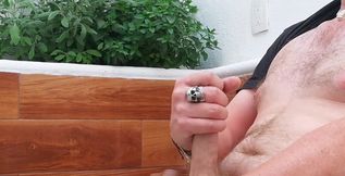 Jerking it outdoors.