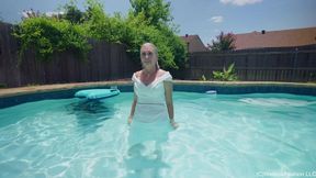 Angel in the Pool Wearing a Wedding Dress